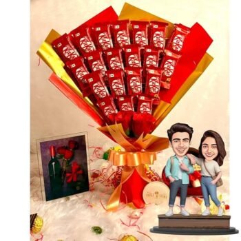 “Romance Wrapped” KitKat Red Rose Bouquet with Personalized Standee