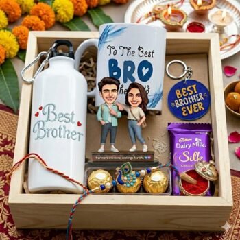 Personalized Rakhi Gift Hamper for Brother with Chocolates and Accessories