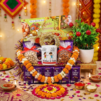 Assorted Chocolate Delight Rakhi Hamper | Dairy Milk Squares Gift for Siblings