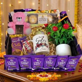 Deluxe Dairy Milk Squares & Assorted Chocolate Rakhi Gift Hamper