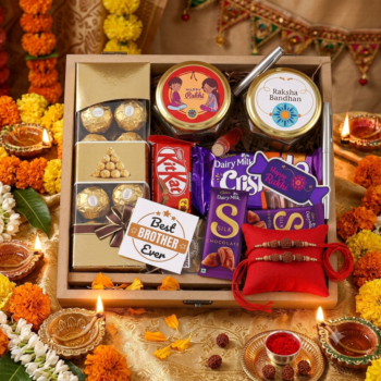 Premium Celebration Chocolate Basket with Ferrero Rocher & Gourmet Treats for Rakhi