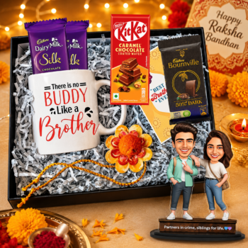 Raksha Bandhan Gift Hamper for Brother with Chocolates, Mug & Standee